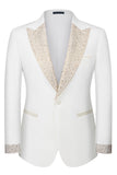 Men's Black Peaked Lapel Beaded 3 Pieces Wedding Suits