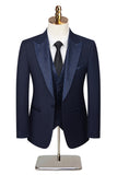Men's Black Peaked Lapel Beaded 3 Pieces Wedding Suits