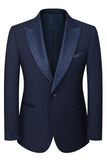 Men's Black Peaked Lapel Beaded 3 Pieces Wedding Suits