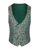 Dark Green Jacquard Shawl Lapel 3 Pieces Prom Suits