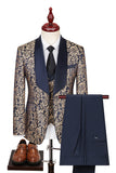 Dark Green Jacquard Shawl Lapel 3 Pieces Prom Suits