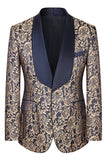 Dark Green Jacquard Shawl Lapel 3 Pieces Prom Suits