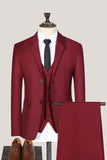 Black Notched Lapel 3 Pieces Slim Fit Men's Suits