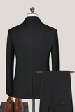 Men's Black Notched Lapel 3 Pieces Slim Fit Suits