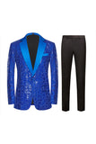 Sparkly White Floral 2 Pieces Notched Lapel Prom Suits