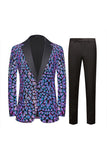 Sparkly White Floral 2 Pieces Notched Lapel Prom Suits