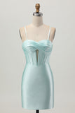 Light Green Bodycon Corset Cut Out Beaded Short Homecoming Dress