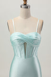 Light Green Bodycon Corset Cut Out Beaded Short Homecoming Dress