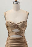 Black Spaghetti Straps Ruched Tight Cut-Out Mini Homecoming Dress