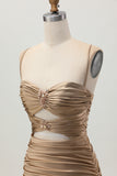 Black Spaghetti Straps Ruched Tight Cut-Out Mini Homecoming Dress