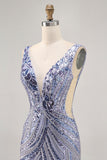 Sparkly Lilac V-Neck Sequins Bodycon Homecoming Dress