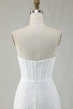 White Strapless Corset Short Bodycon Homecoming Dress with Sequins
