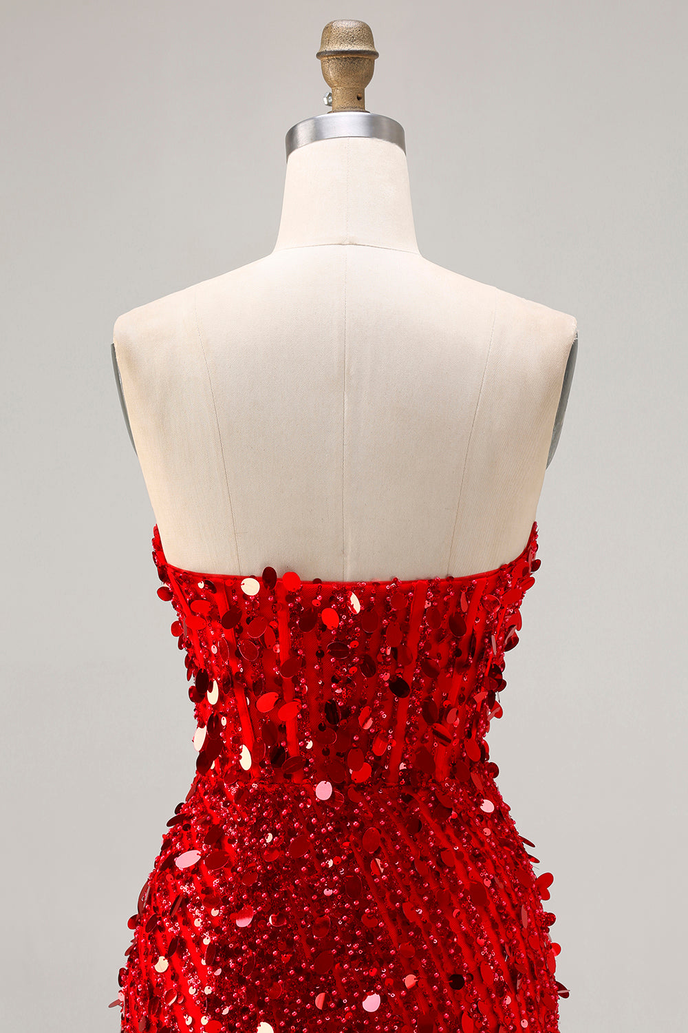 Zapaka Women Sparkly Red Long Prom Dress with Slit Strapless Sheath Sequins Corset Evening Dress, Red / UK18 Zapaka Women Sparkly Red Long Prom Dress with Slit Strapless Sheath Sequins Corset Evening Dress, Red / UK18