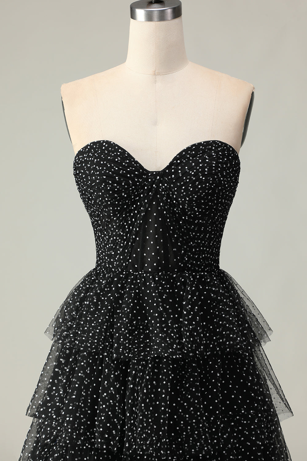 ZAPAKA Women Light Green Long Bridesmaid Dress Strapless A Line Polka Dots Corset Tiered Ruffle Wedding Guest Dress with Slit, Black / US10 ZAPAKA Women Light Green Long Bridesmaid Dress Strapless A Line Polka Dots Corset Tiered Ruffle Wedding Guest Dress with Slit, Black / US10