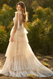 Pink A Line Corset Ruffled Beaded Long Prom Dress with Lace Up Back