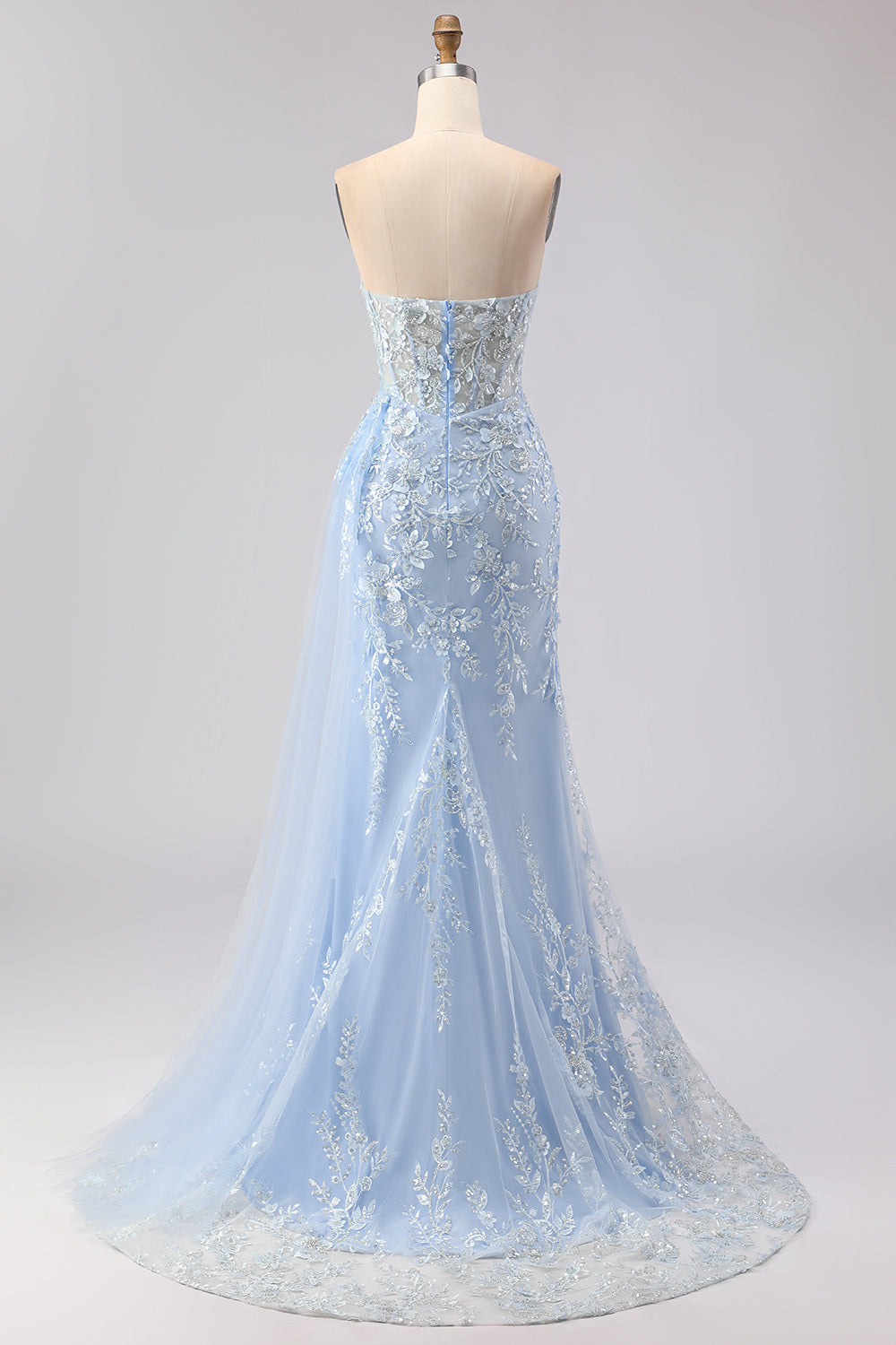 Zapaka Women Purple Long Prom Dress Mermaid Corset Sweetheart Appliqued Sequin Evening Party Dress with Slit, Blue / US16W Zapaka Women Purple Long Prom Dress Mermaid Corset Sweetheart Appliqued Sequin Evening Party Dress with Slit, Blue / US16W