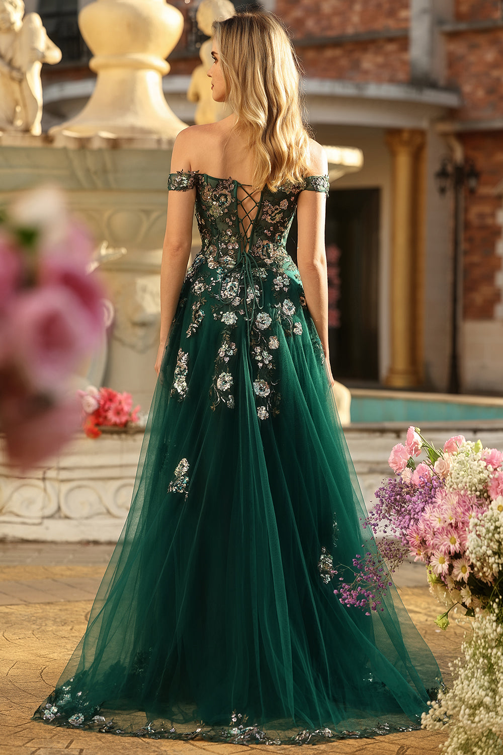 emerald green tulle prom dress Prom Dress Style #28985
