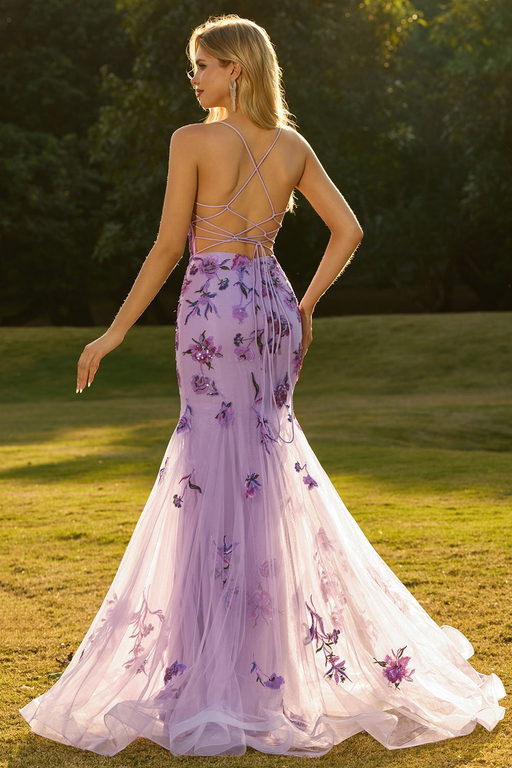 Zapaka Women Purple Mermaid Long Prom Dress with Lace Up Back Beaded Spaghetti Straps Sequins Sheer Corset Wedding Party Dress, Purple / US20W Zapaka Women Purple Mermaid Long Prom Dress with Lace Up Back Beaded Spaghetti Straps Sequins Sheer Corset Wedding Party Dress, Purple / US20W