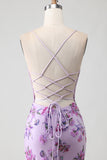 Purple Mermaid Appliqued Corset Long Prom Dress with Beading