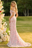Yellow Off the Shoulder Mermaid Sequin Long Prom Dress with Embroidery