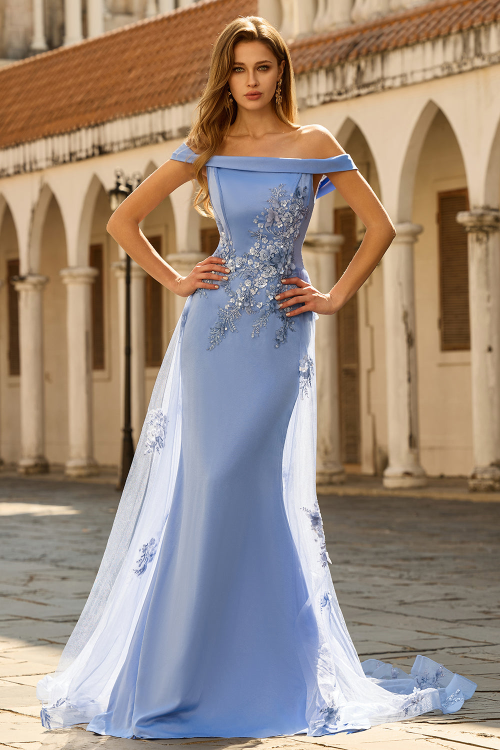 ZAPAKA Women Grey Blue Mother of the Bride Dress Off the Shoulder Mermaid Appliqued Long Formal Dress with Sequins, Grey Blue / US18W ZAPAKA Women Grey Blue Mother of the Bride Dress Off the Shoulder Mermaid Appliqued Long Formal Dress with Sequins, Grey Blue / US18W