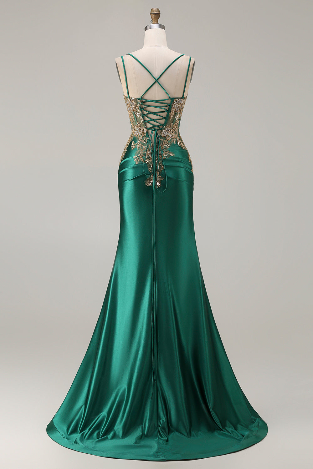 Zapaka Women Dark Green Plus Size Long Prom Dress with Slit Mermaid Embroidered Spaghetti Straps Sequins Lace Up Back Formal Dress with Beading, Dark Zapaka Women Dark Green Plus Size Long Prom Dress with Slit Mermaid Embroidered Spaghetti Straps Sequins Lace Up Back Formal Dress with Beading, Dark
