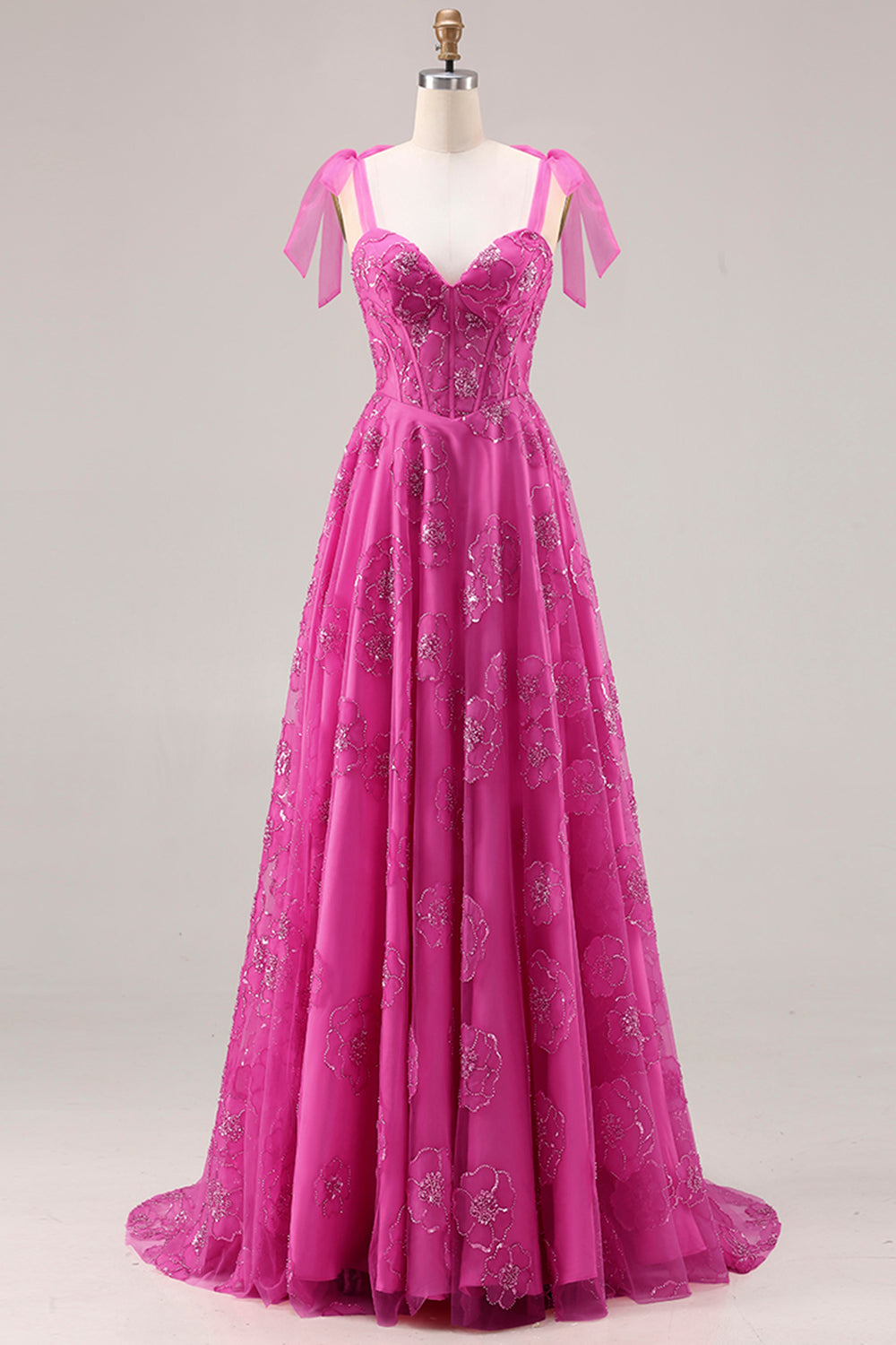 ZAPAKA Women Fuchsia Long Prom Dress A-Line Spaghetti Straps Corset Beaded Burnot Party Dress with Lace Up Back ZAPAKA Women Fuchsia Long Prom Dress A-Line Spaghetti Straps Corset Beaded Burnot Party Dress with Lace Up Back