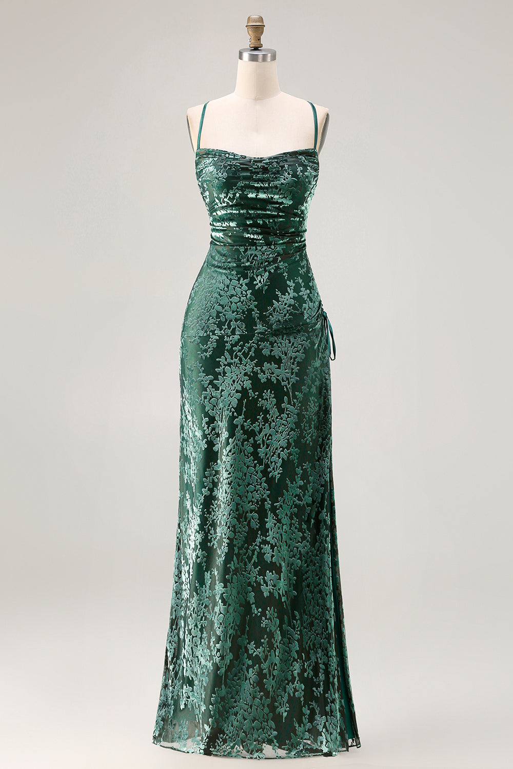 ZAPAKA Women Dark Green Long Prom Dress Spaghetti Straps Burnout Velvet Bridesmaid Dress, Pine / US8 ZAPAKA Women Dark Green Long Prom Dress Spaghetti Straps Burnout Velvet Bridesmaid Dress, Pine / US8