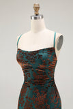 Dark Green Velvet Sheath Velvet Burnout Long Prom Dress