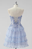 Larvender Strapless Tiered A Line Homecoming Dress