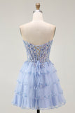 Larvender Strapless Tiered A Line Homecoming Dress