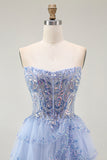 Larvender Strapless Tiered A Line Homecoming Dress