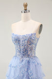 Larvender Strapless Tiered A Line Homecoming Dress