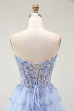 Larvender Strapless Tiered A Line Homecoming Dress