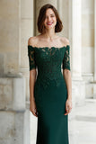 Pine Mermaid Off the Shoulder Maxi Mother of the Bride Dress with Lace