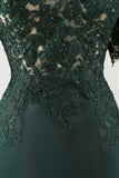 Off the Shoulder Dark Green Mermaid Floral Long Mother Of the Bride Dress with Beading