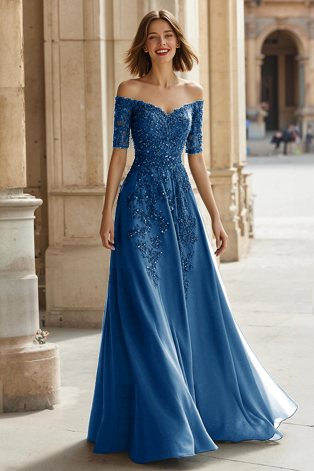 ink blue mother of the bride dresses AW Aston Dress