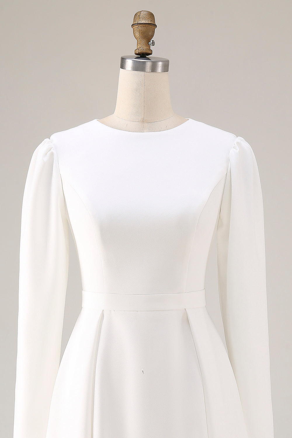 Zapaka Women Simple Ivory Engagement Dress A-Line Satin Long Sleeves Midi Wedding Reception Dress, Ivory / US6 Zapaka Women Simple Ivory Engagement Dress A-Line Satin Long Sleeves Midi Wedding Reception Dress, Ivory / US6