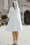 Ivory A-Line Satin Midi Engagement Dress