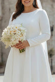 Ivory Plus Size A-Line Satin Midi Engagement Dress