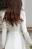 A-Line Ivory Square Neckline Satin Engagement Dress