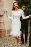 Ivory Bodycon Midi Engagement Dress with Fringe