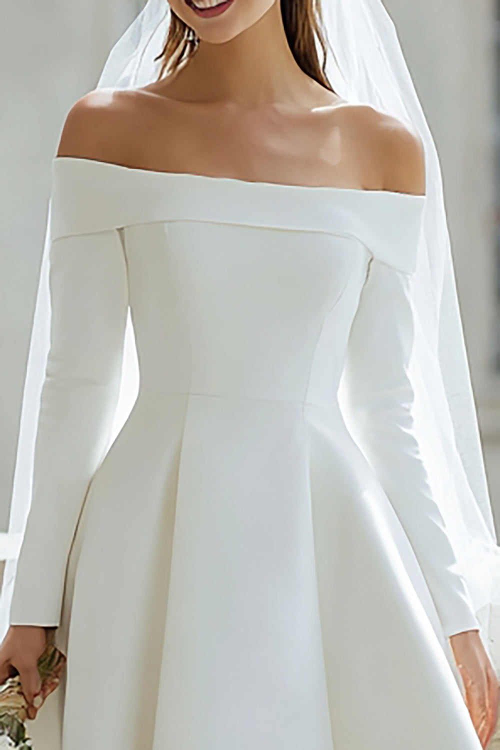 Zapaka Women A-Line Engagement Dress Off The Shoulder Long Sleeves Ivory Asymmetrical Wedding Reception Dress, Ivory / US8 Zapaka Women A-Line Engagement Dress Off The Shoulder Long Sleeves Ivory Asymmetrical Wedding Reception Dress, Ivory / US8