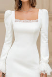 Ivory Square Neckline Bodycon Mini Engagement Dress