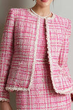 Pink Bodycon 2-Piece Long Sleeve Striped Work Dress