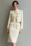 Ivory Bodycon 2-Piece Long Sleeve Work Dress