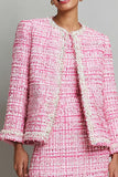 Pink 2-Piece Long Sleeve Bodycon Work Dress