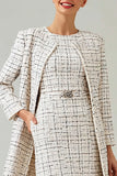 Mix Black Grid Tweed 2 Piece Midi Pencil Work Dress