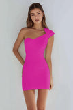 Simple One Shoulder Bodycon Little White Dress