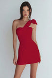 One Shoulder Bodycon Ruched Little White Dress